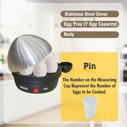 Inalsa OGGI Boiler Egg Cooker  (Silver, 7 Eggs) Inalsa OGGI Boiler Egg Cooker  (Silver, 7 Eggs)